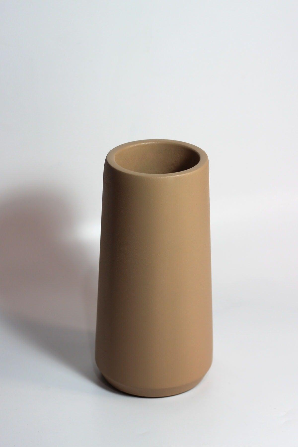 Decorative Cylinder Tall Concrete Vase | 20cm - Mocca - Swordslife