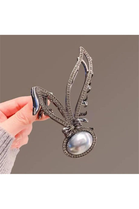 So-Much New Trend Metal Pearl Detailed Full Stone Clasp Anthracite - Swordslife