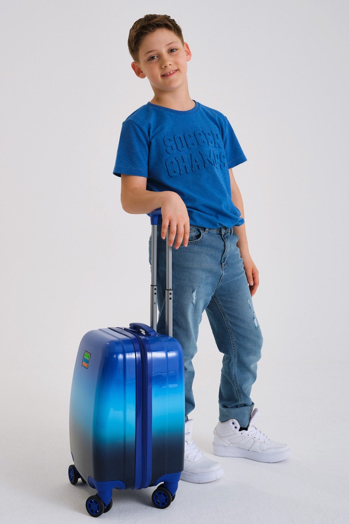 Kids Navy Blue Blue Color Transition Child Suitcase 16736