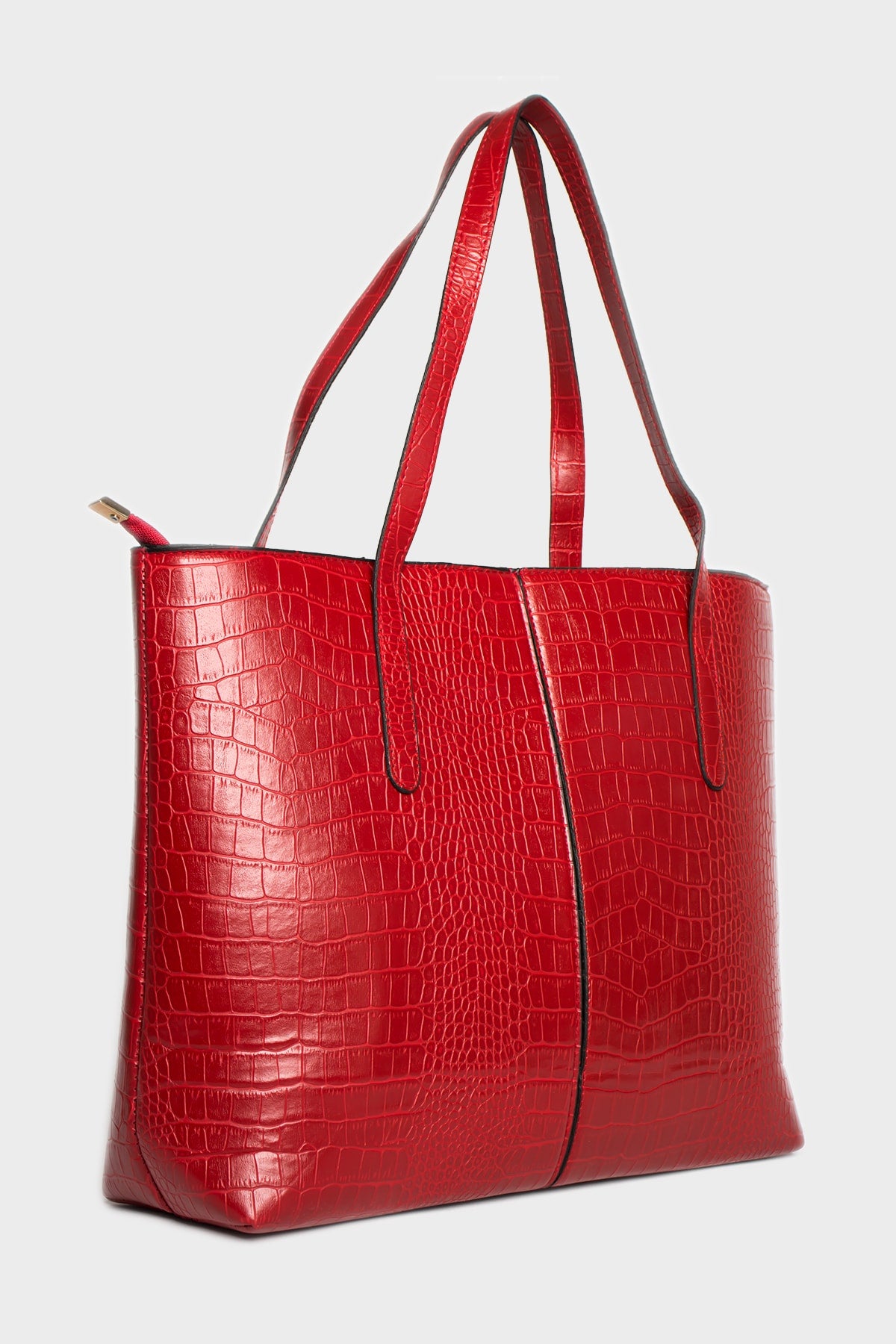 Women'S Crocodile Pattern 2-Sleeve Zippered Large Size Bag Shoulder Bag, Clutch Bag, Laptop Bag