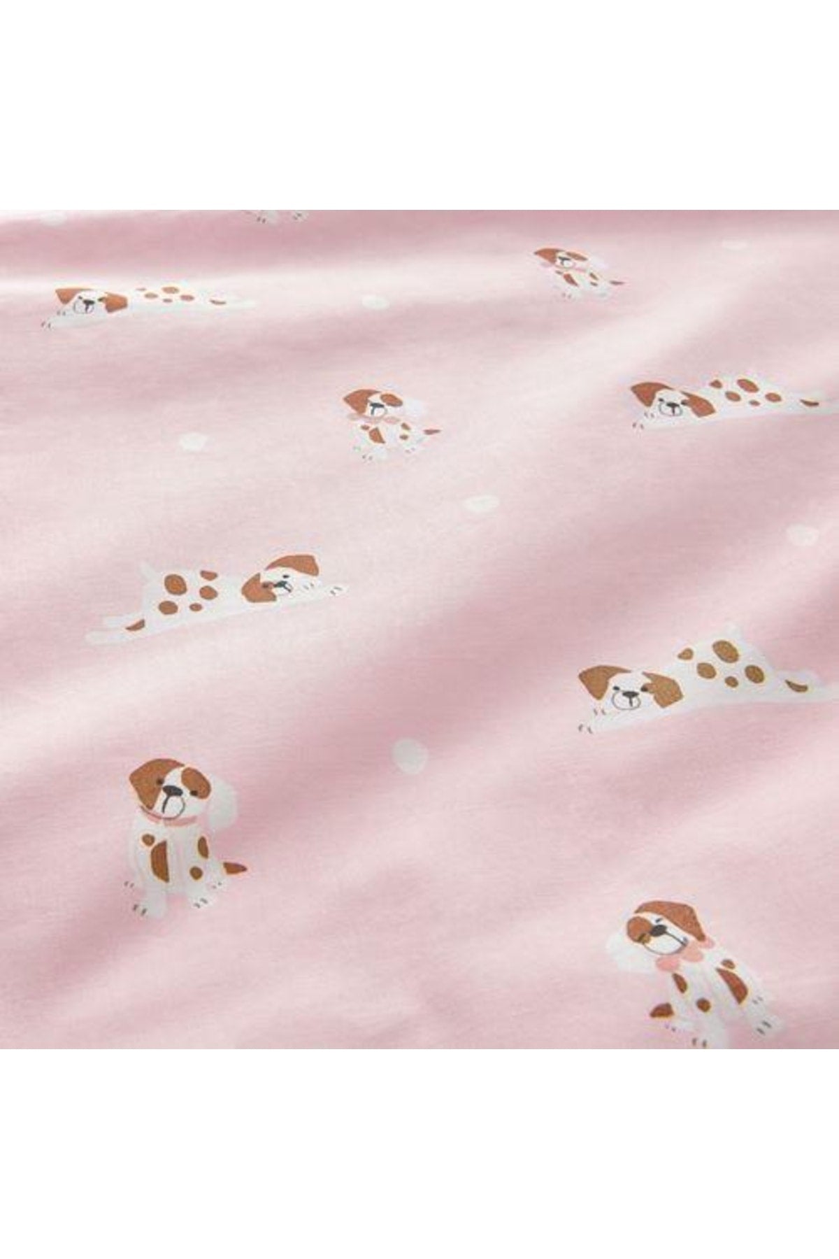 Double Sided Baby Duvet Cover Set Meridyendukkan Pink Color Dog Themed 110x125/35x55 Cm