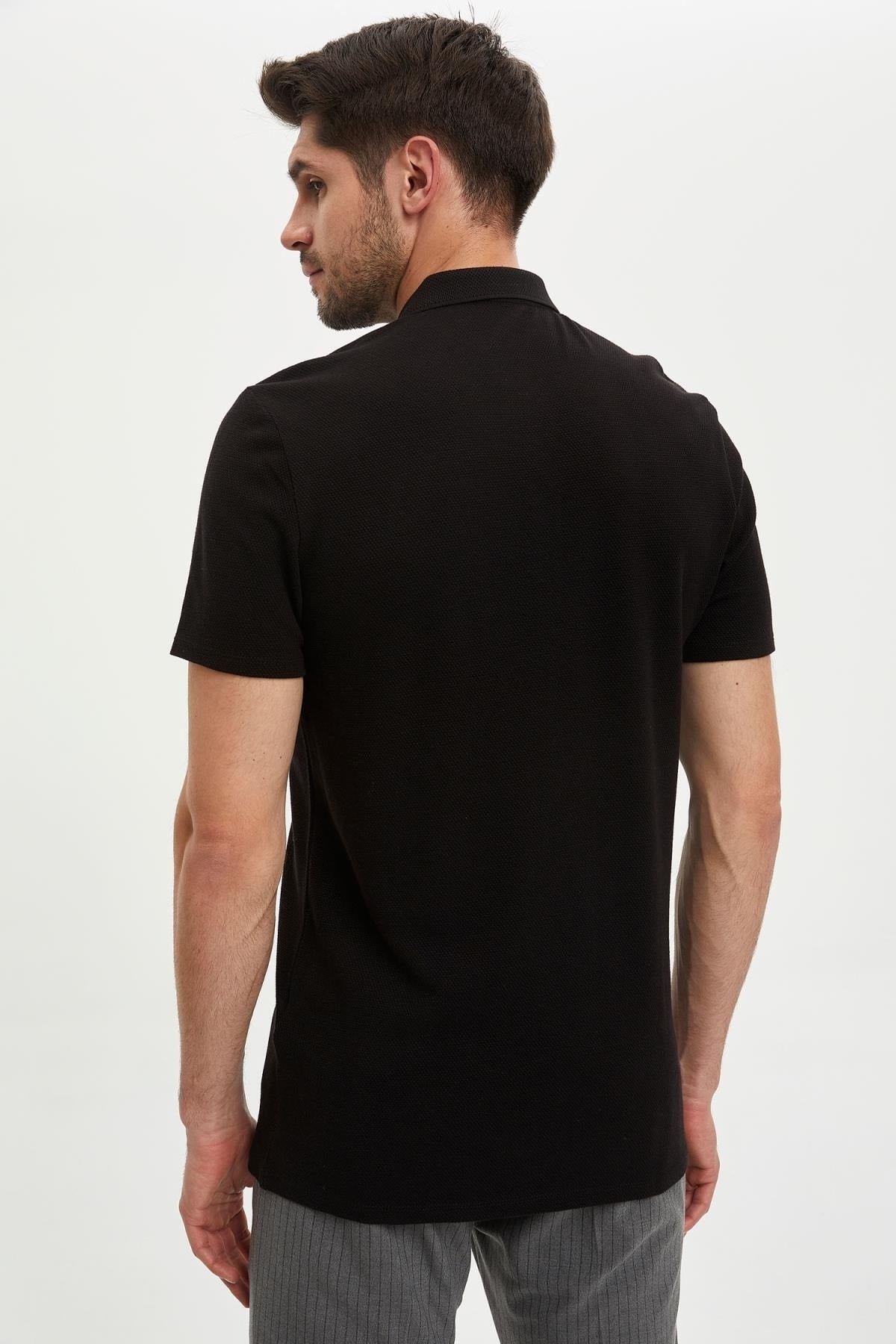 Slim Fit Polo Neck Basic Short Sleeve T-Shirt