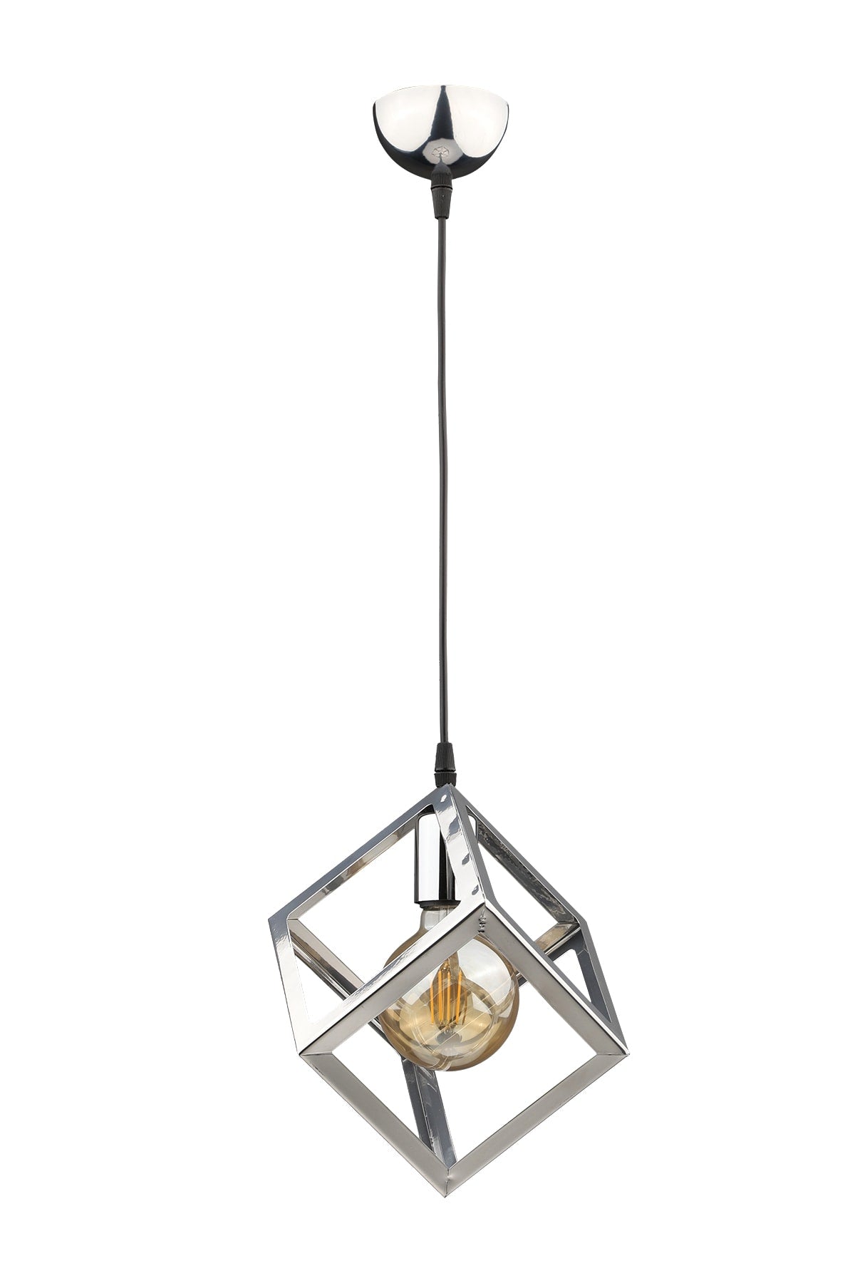 Cube Single Chandelier Chrome