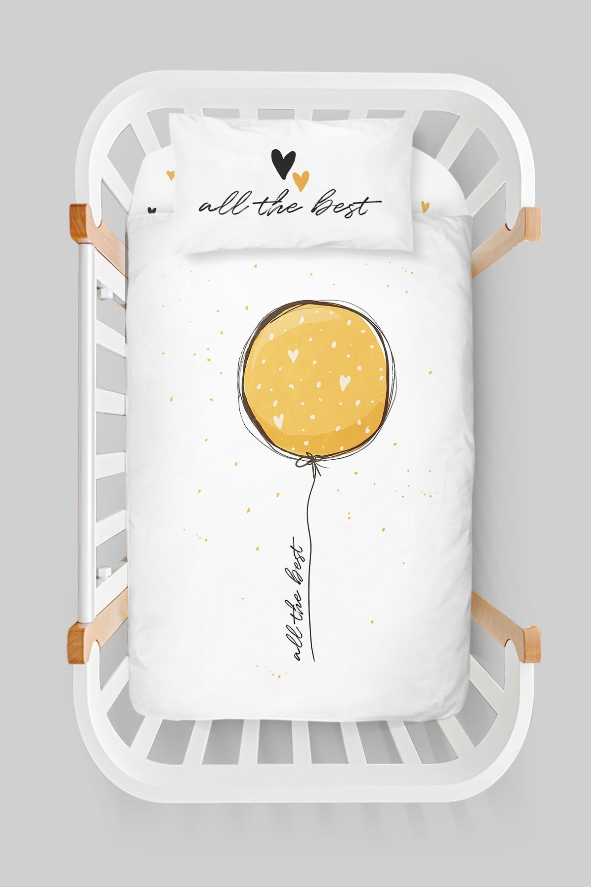 Mother'S Side Crib Duvet Cover Set (60X100) - Vibe Series - Huge Yellow Balloon