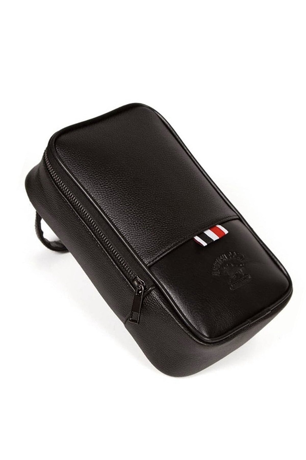 Newish Polo Premium Leather Black Color Shaving, Makeup, Travel Portfolio Cosmetic Clutch Hand Bag