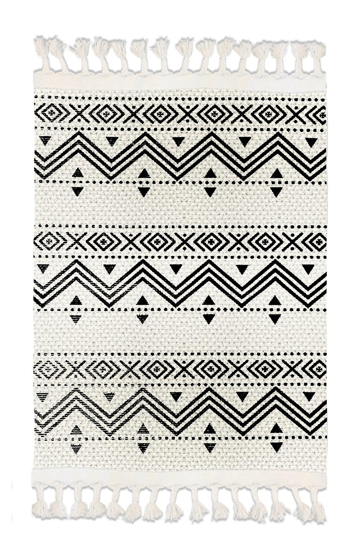 Else Patterned Washable Modern Single Bath Mat Carpet Vintage Woven Rug 50x80cm Byns-03 - Swordslife