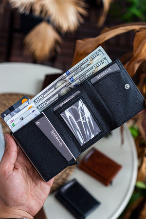 Black Card Holder Wallet With Lyons Mechanism