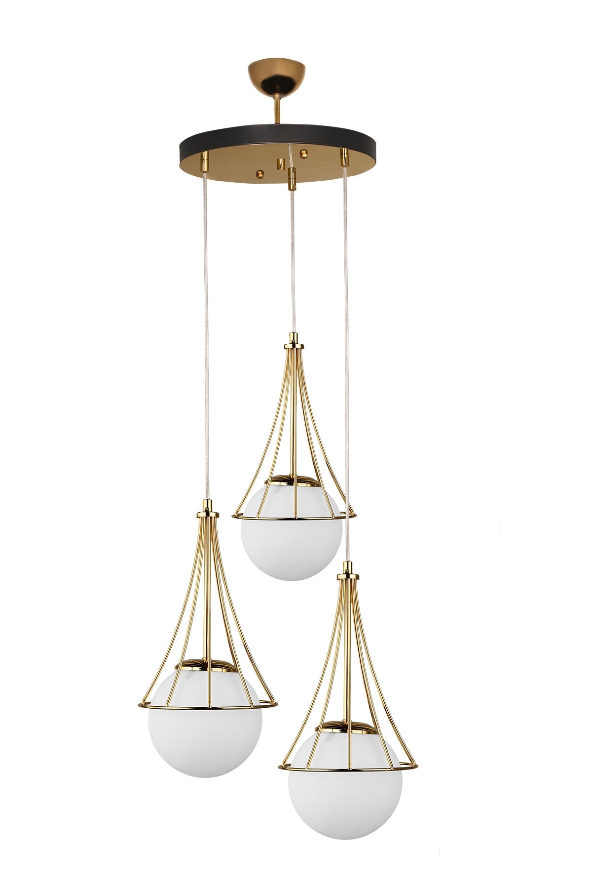 Lapis 3Rd Chandelier Gold-White Glop Glass