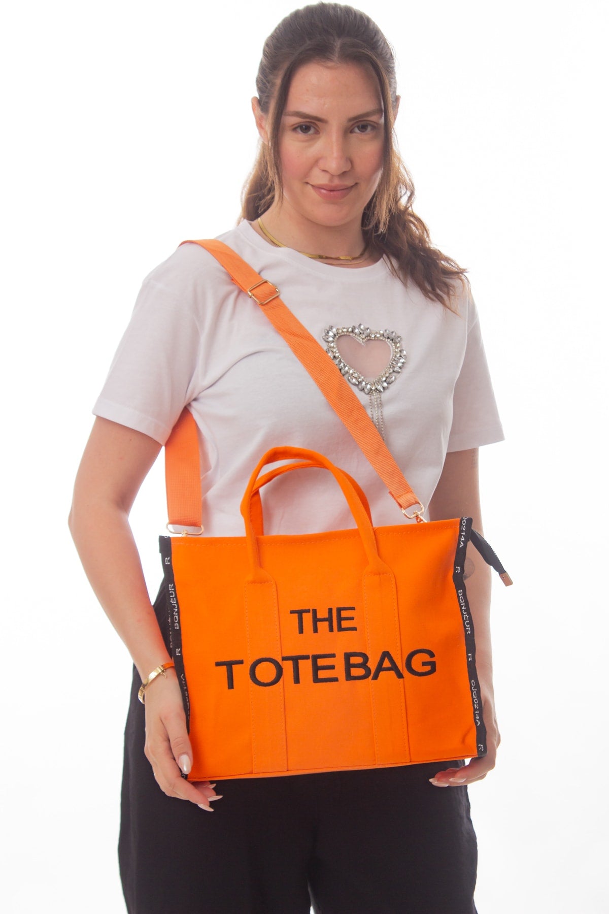 Women's Orange Tote Bag Long Strap Bag And Shoulder Bag