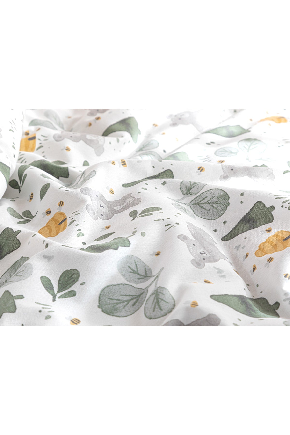 Honey Bear Cotton Baby Duvet Cover Set 100X150 Cm Green