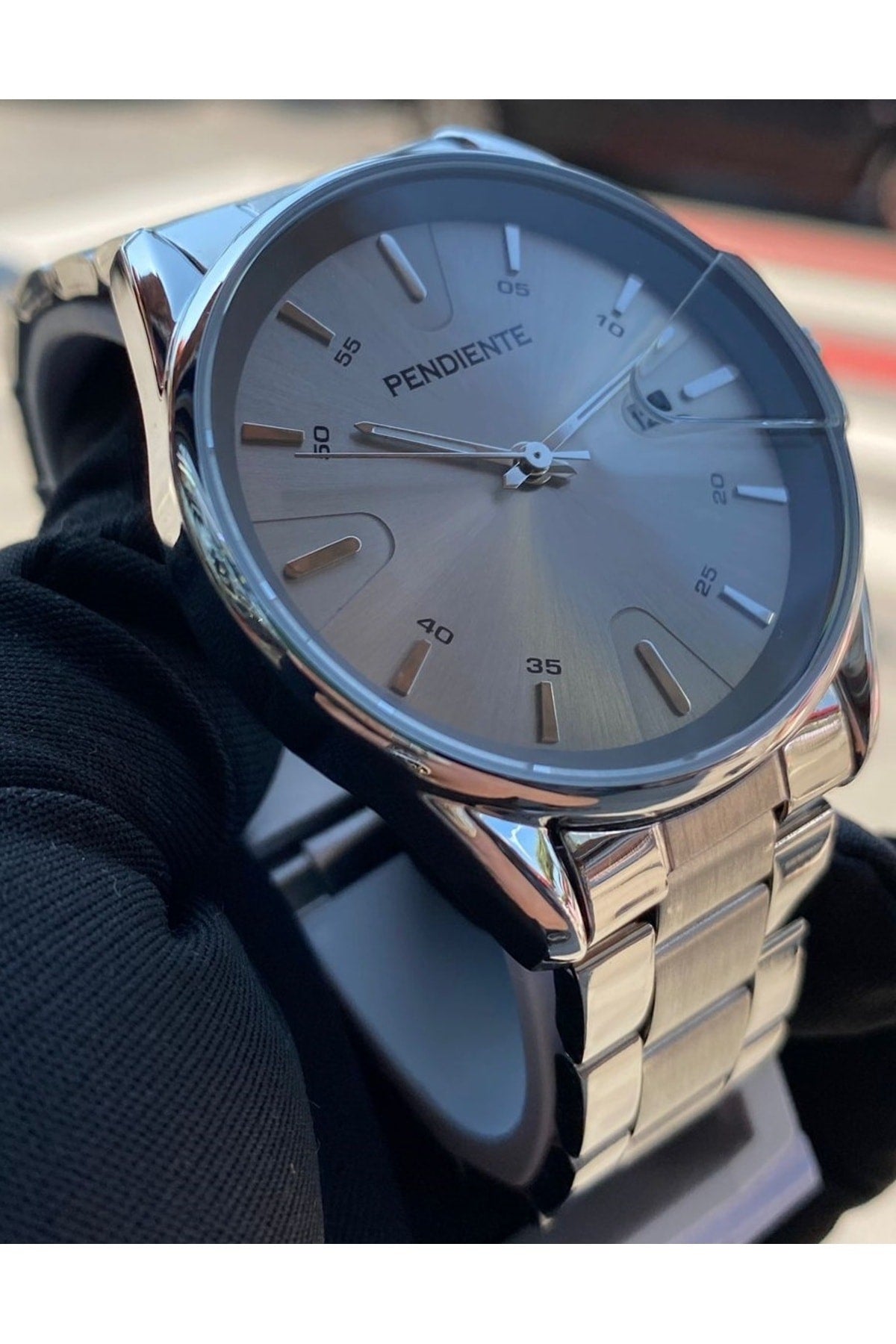 Silver Men'S Wristwatch 3 Atm Waterproof Stainless Steel Machine Guaranteed