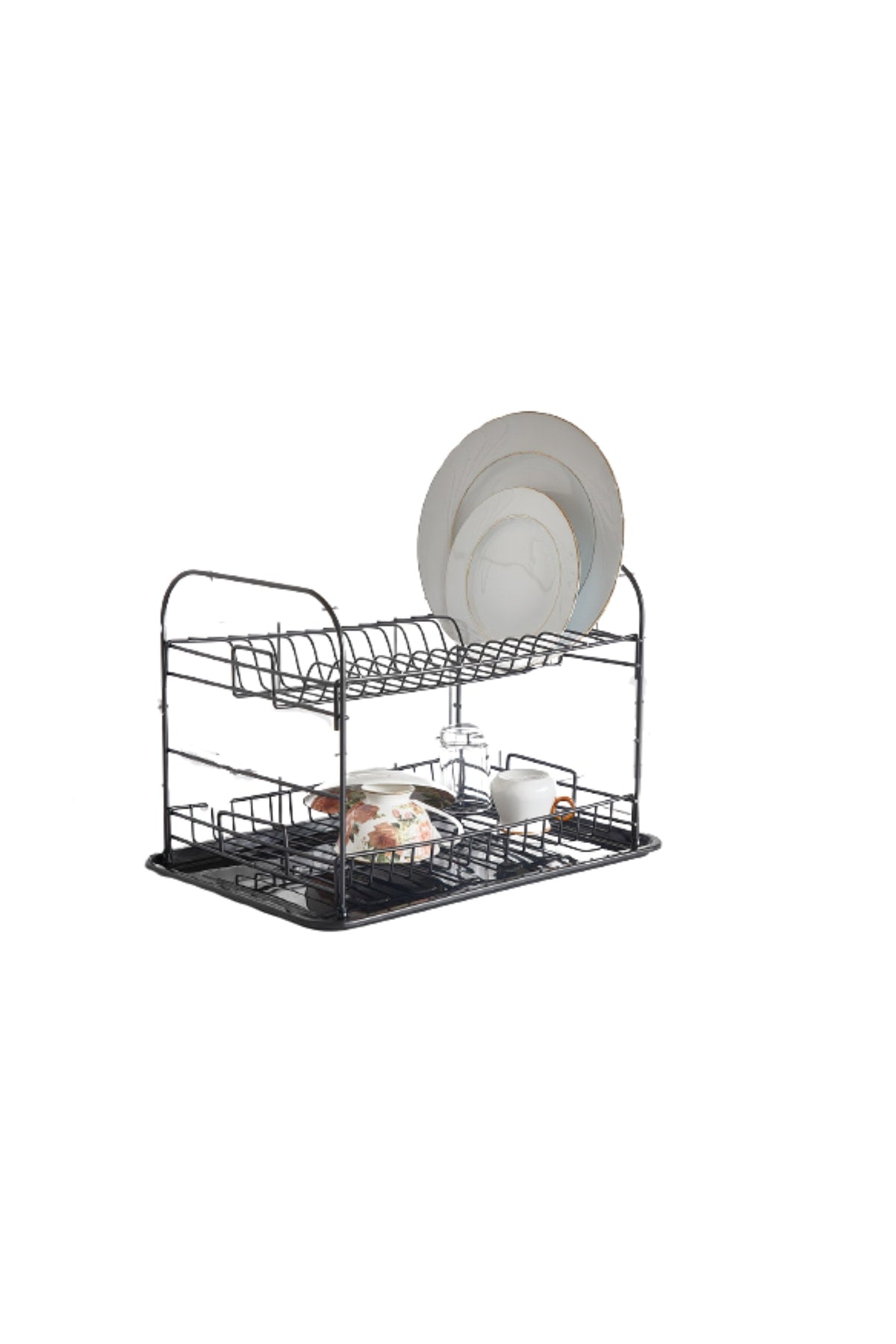 938 Matt Black Two Tier Tableware Rack - Plate Rack