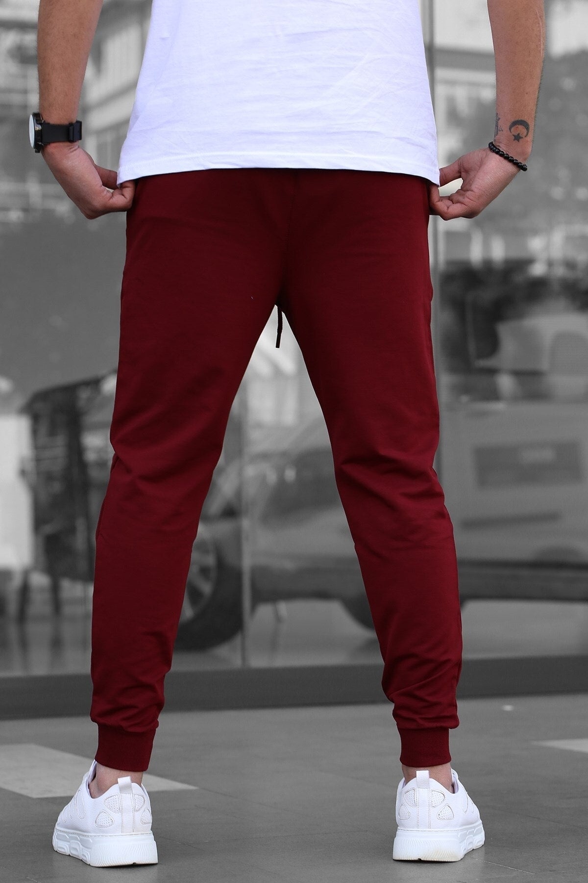 Men's Claret Red Elastic Tracksuit 4821