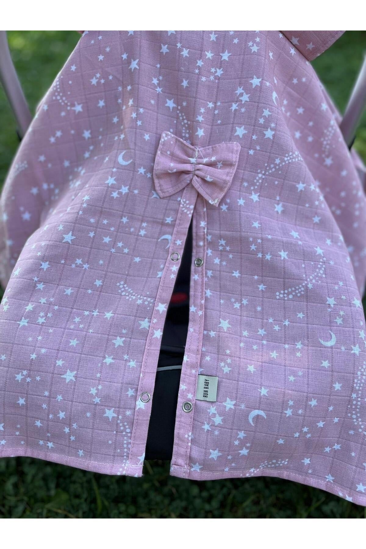 Run Baby Muslin Fabric Push-Up Stroller Cover (Pink Yildiz) 75X100Cm