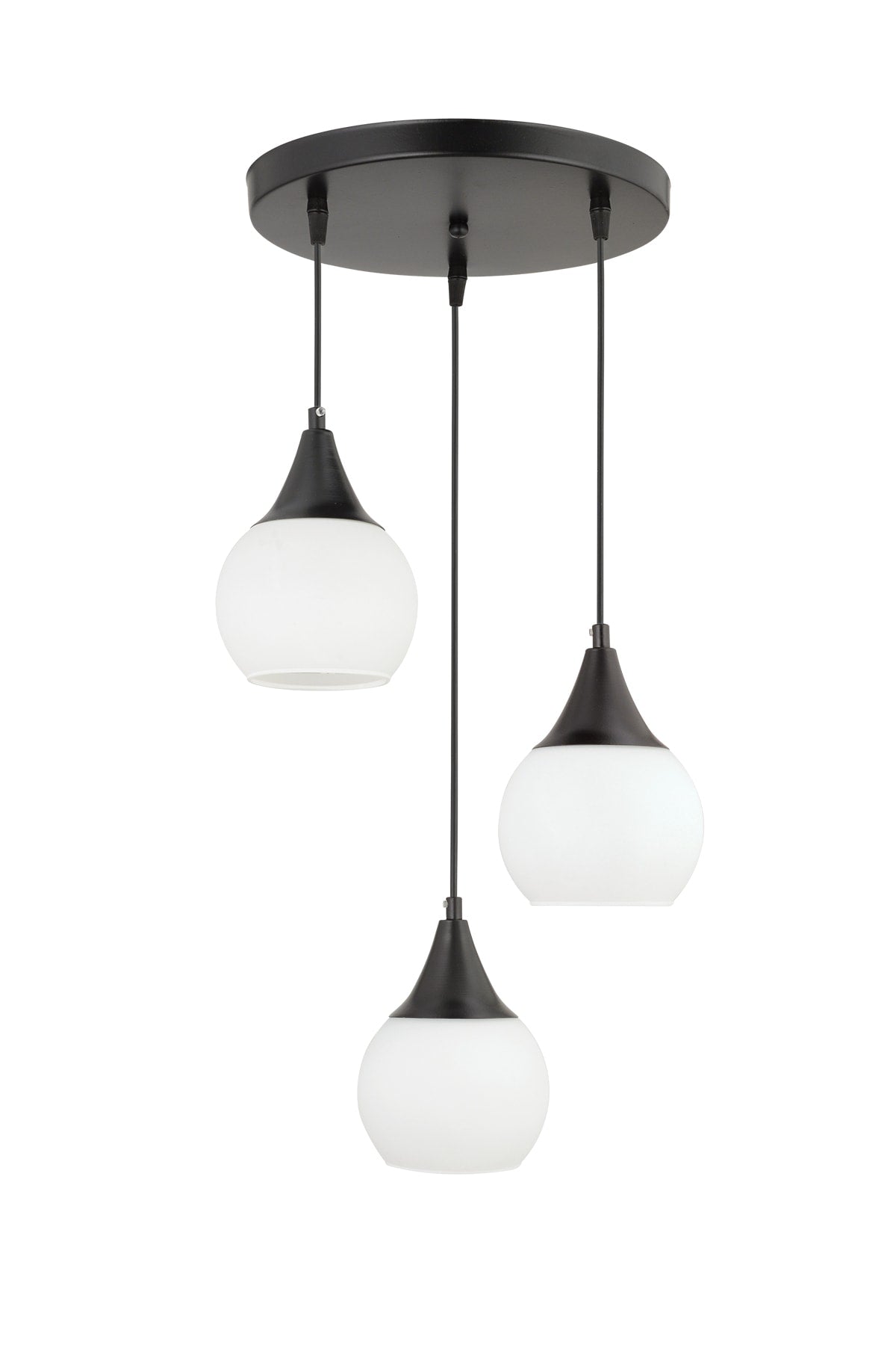 Sante 3-Piece Black and White Glass Modern Pendant Lamp Chandelier Living Room Kitchen Room Hallway Chandelier