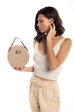 Women'S Round Straw Shoulder Bag