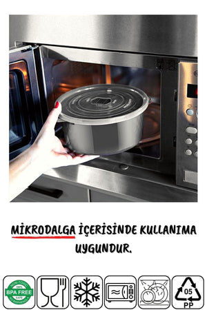 Storage Container Set That Can Be Used In Microwave And Difriz. Round 12 Anthracite