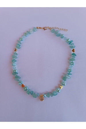 Aventurine Natural Stone Necklace with White Sparkle Tip - Swordslife