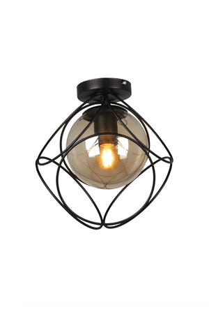 Suna Single Black-Honey Glass Ceiling Mount Chandelier