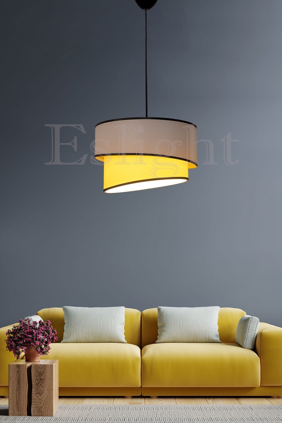 Ruzgar Modern Single Pendant Lamp Chandelier Cream-black E101