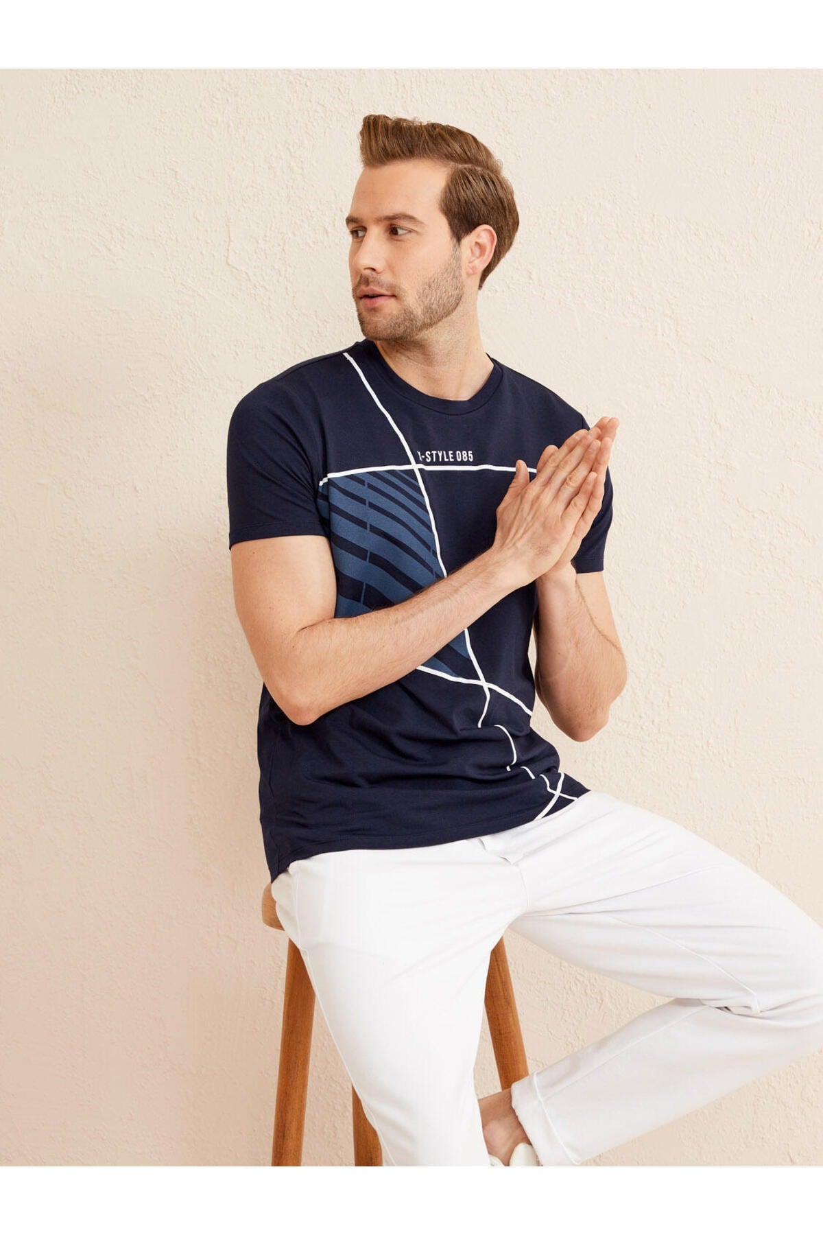 Crew Neck Slim Fit Printed Modal T-Shirt