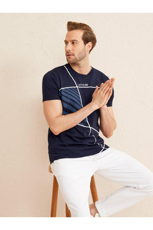 Crew Neck Slim Fit Printed Modal T-Shirt