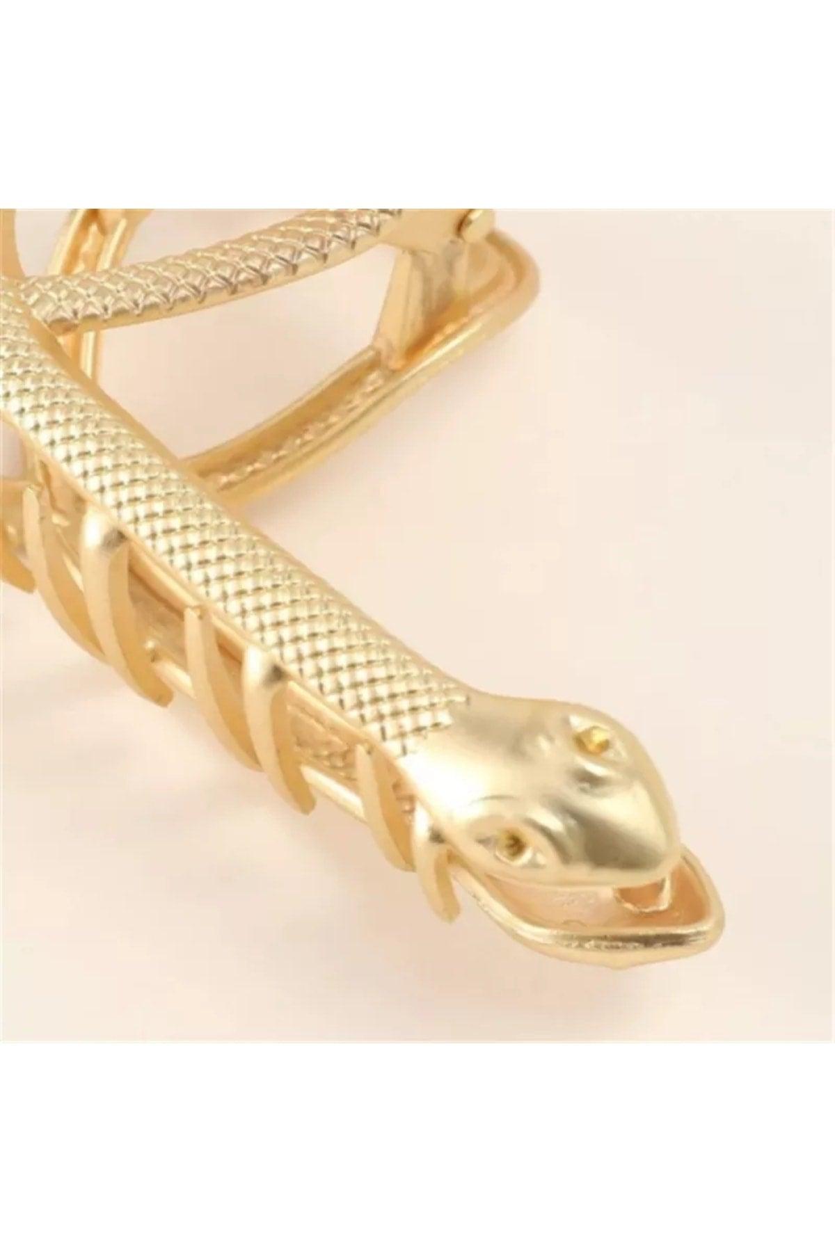 Steel Spring Snake Detailed Large Size Gold Metal Latch Buckle, Knob Buckle - Swordslife