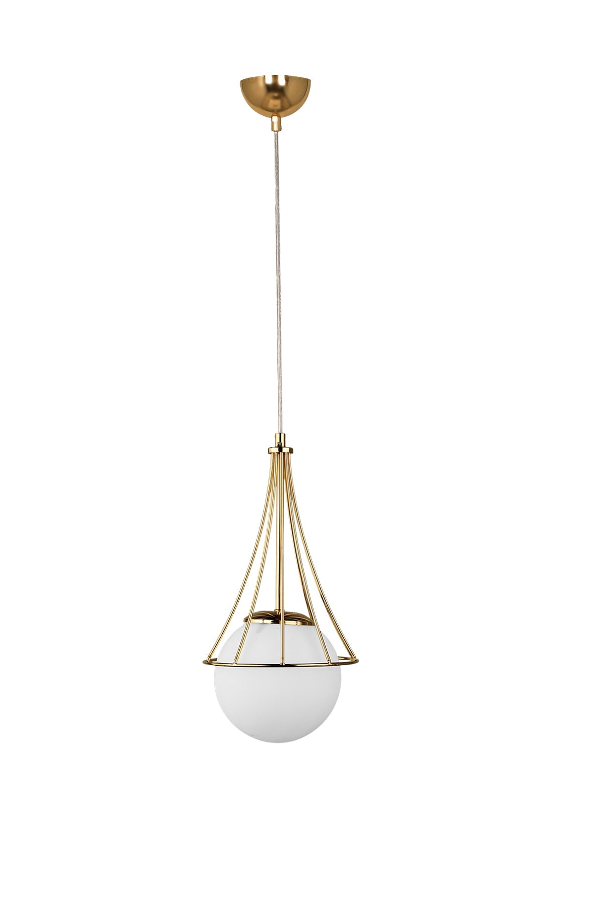 Lapis Single Chandelier Gold-White Glop Glass
