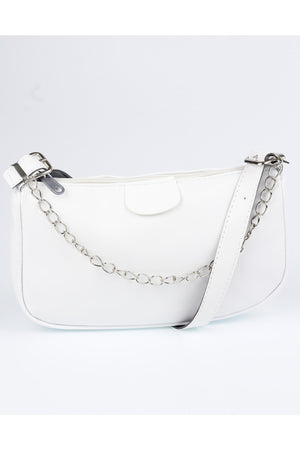 White Thin Chain Baguette Women'S Bag