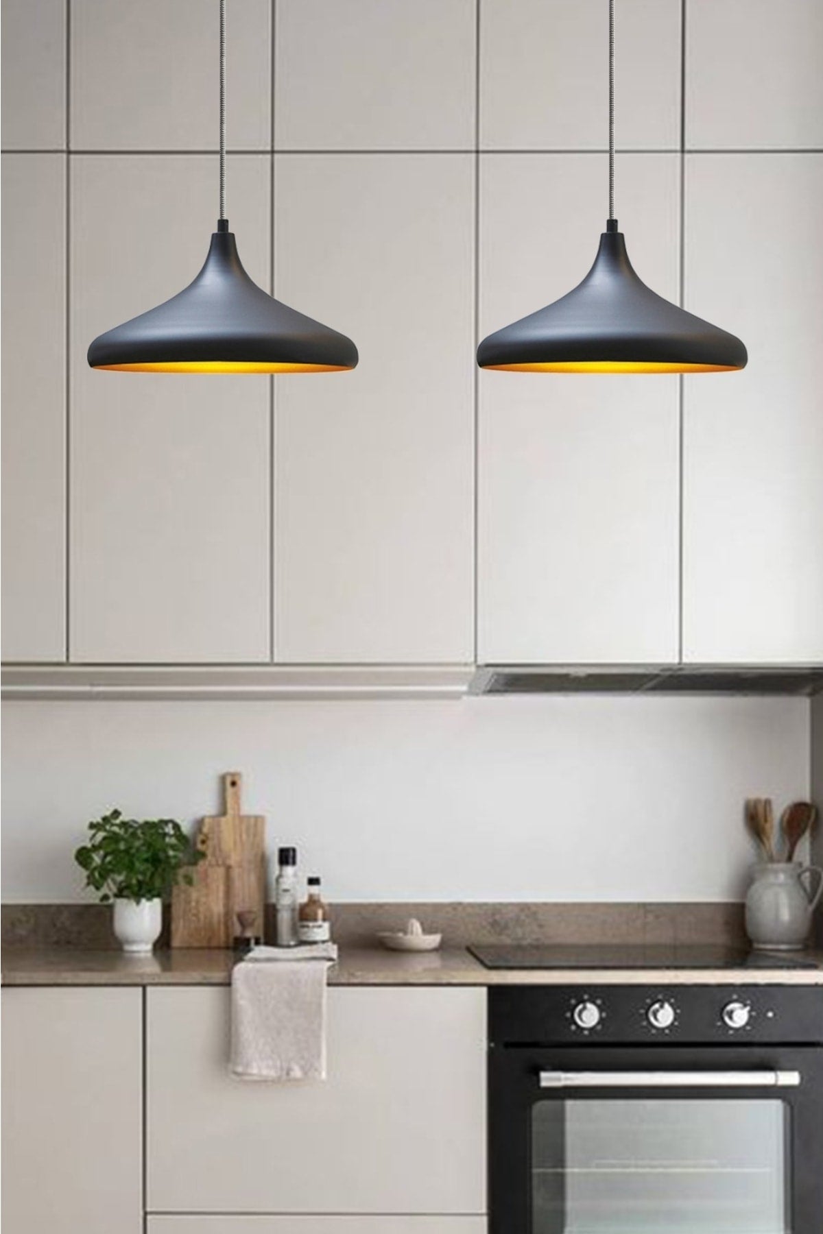 Champion Black Special Cable Chandelier - Aluminum 35 Cm Cafe Rustic Pendant Lamp Kitchen Lamp Models