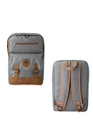 Unisex Gray 100% Genuine Leather Detailed Waterproof 15.6 Inch Multi-Compartment Backpack With Laptop Compartment