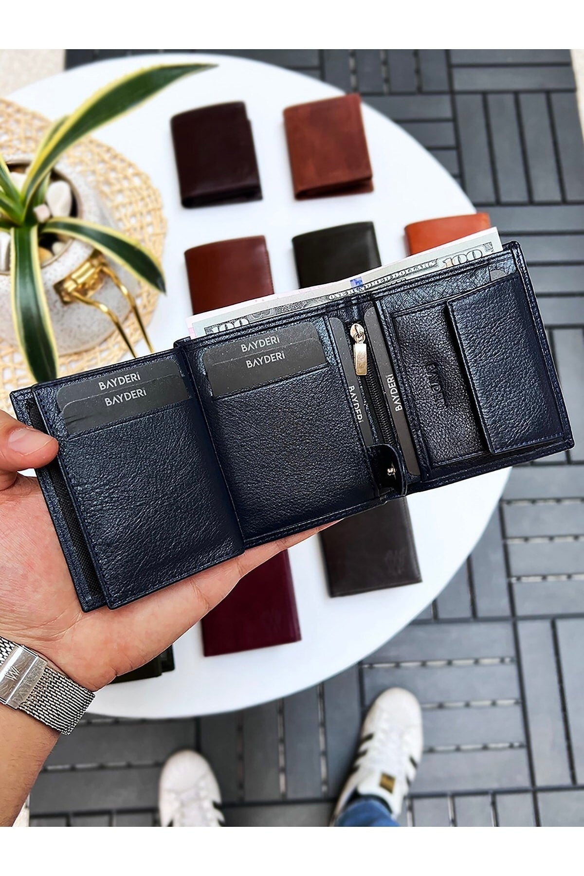 Luna Genuine Leather Handy Coin Holder Genuine Men'S Wallet Navy Blue