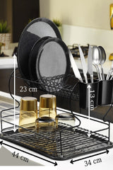 Lifetime Stainless Dish Rack Dish Basket Double Plate Holder Thermo Plastic Coating Black