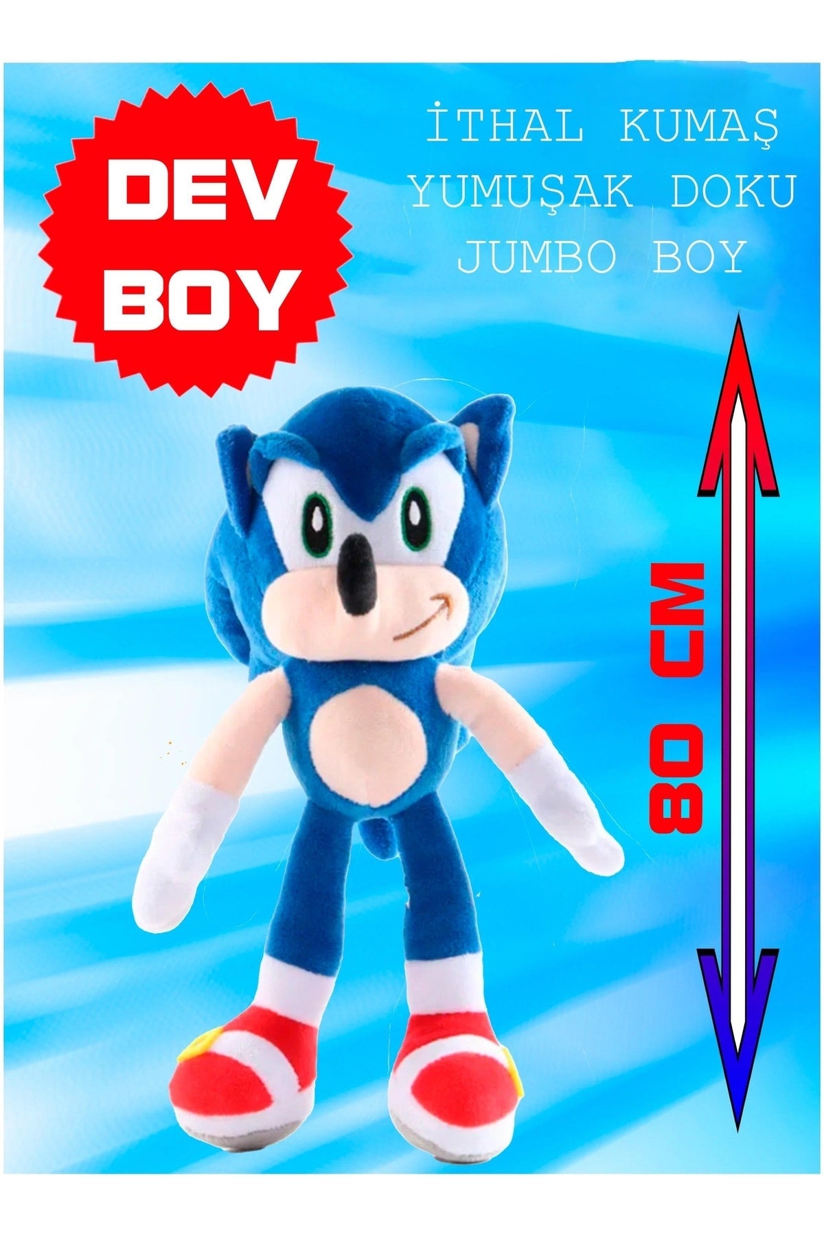 Xxl Original Cloth Sonic Boom Hedgehog Sonic the Hedgehog Plush Toy Sleep & Playmate Giant Size 80 Cm.