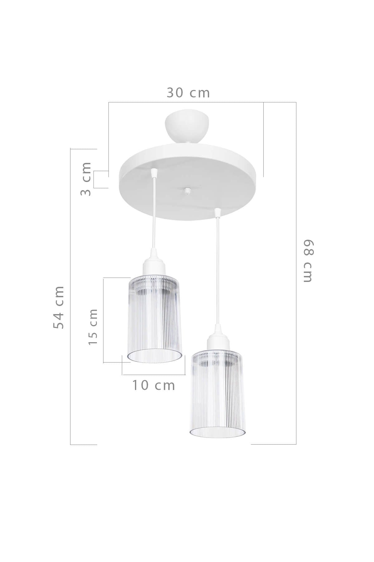 Aksel 2-Piece Chandelier White with Transparent Optical Glass