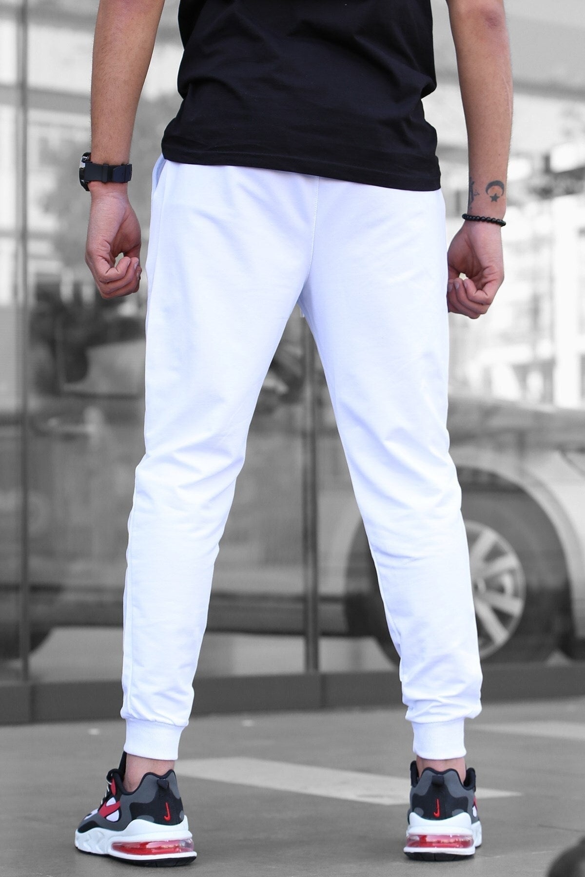 Men's White Elastic Elastic Tracksuit 4821