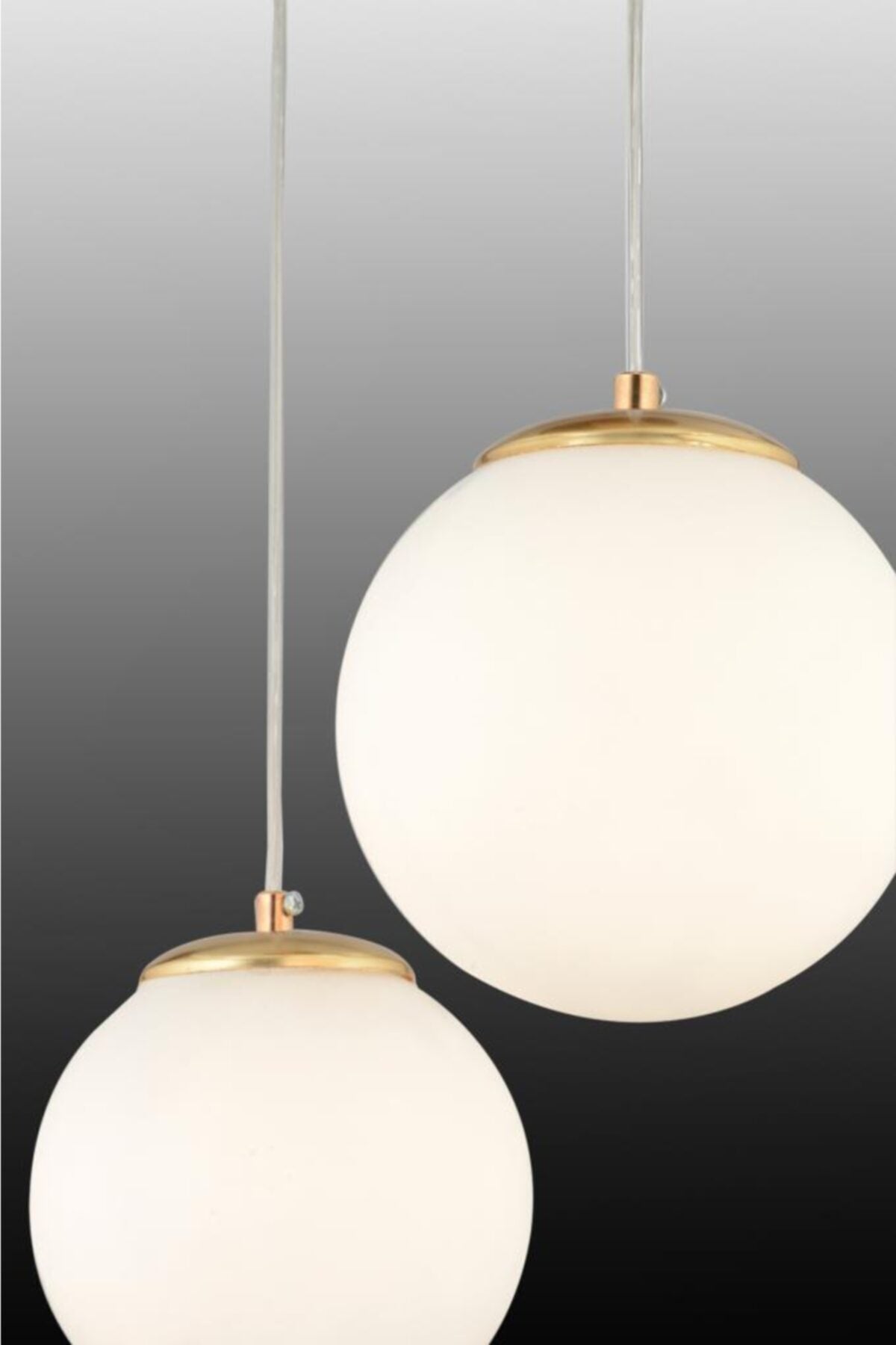 Pendant Lamp 2-Piece Gold White Globe Glass Chandelier