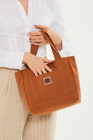 Tile U37 Snap Snap Closure 2 Compartment Front Pocket Detailed Canvas Fabric Daily Women'S Arm And Shoulder Bag