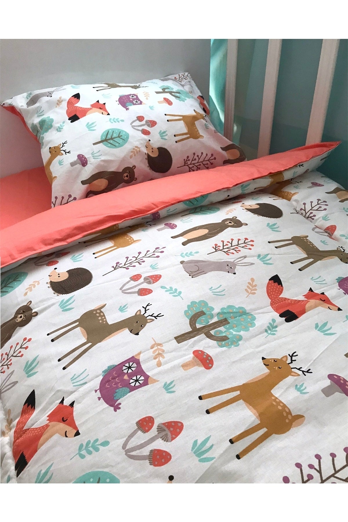 100% Cotton Baby Duvet Cover Set 100x150 Nature Orange