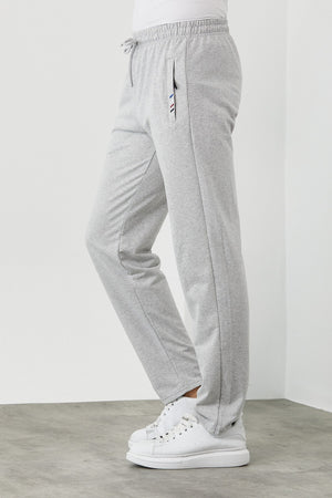 Navy Blue-Grey Men'S Zipper Pocket Embroidery Detailed Straight Leg Relaxed Cut 2-Pack Of Sweatpants