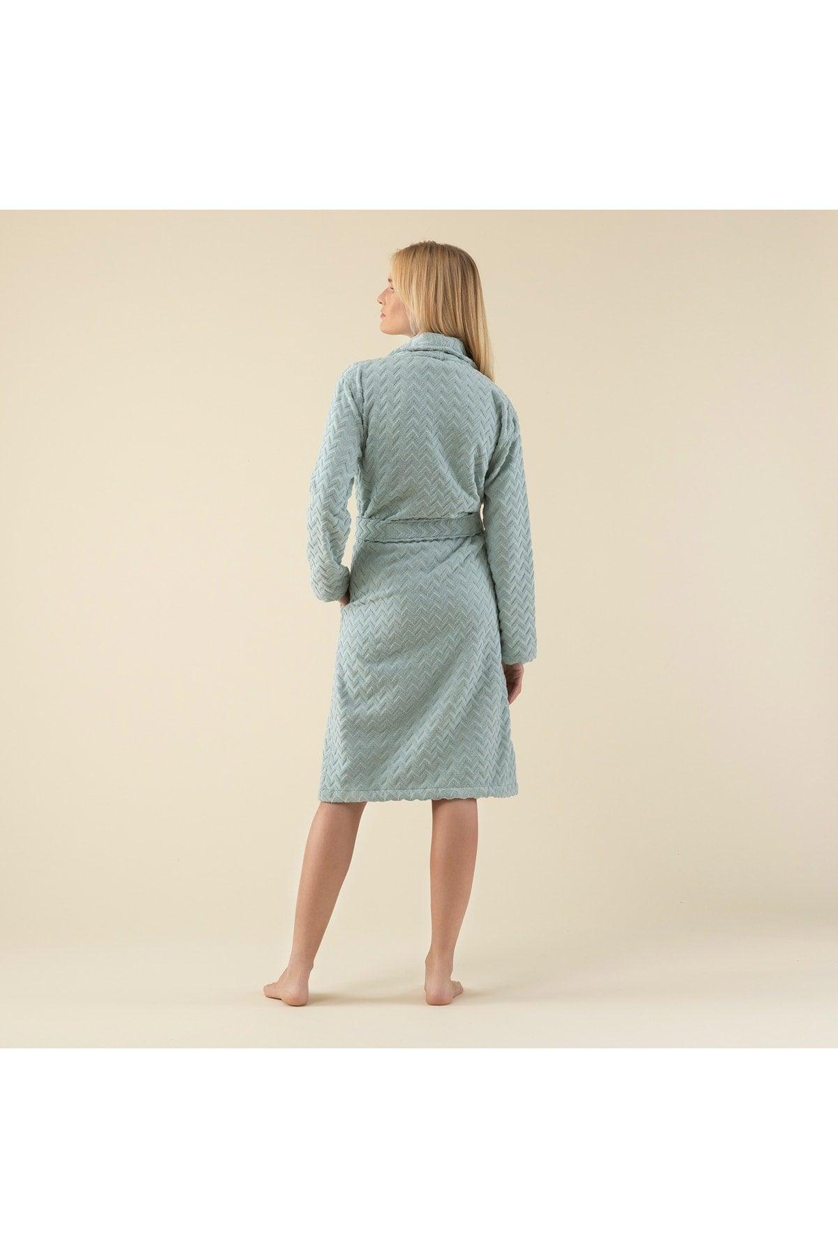 Zigzag Women's Bathrobe Aqua - Swordslife