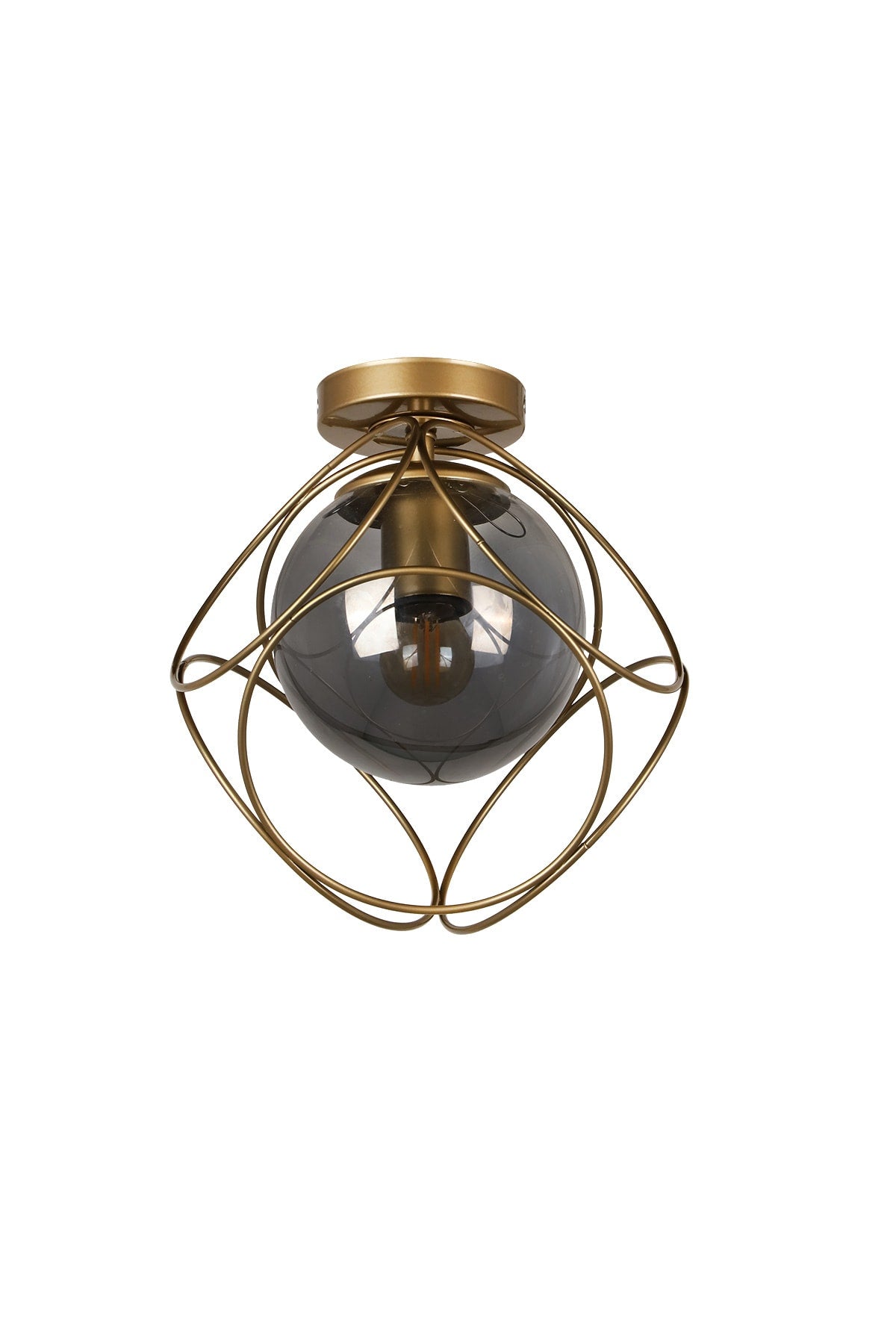 Suna Single Antique-Smoked Glass Ceiling Mount Chandelier