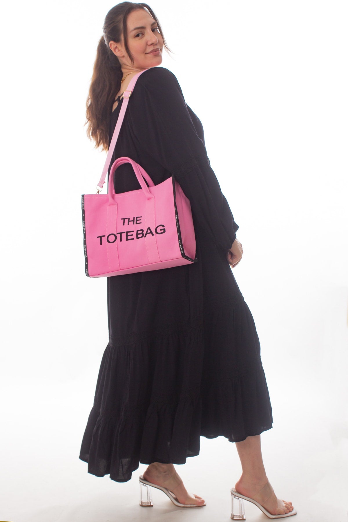 Women'S Pink Tote Bag Long Strap Bag And Shoulder Bag