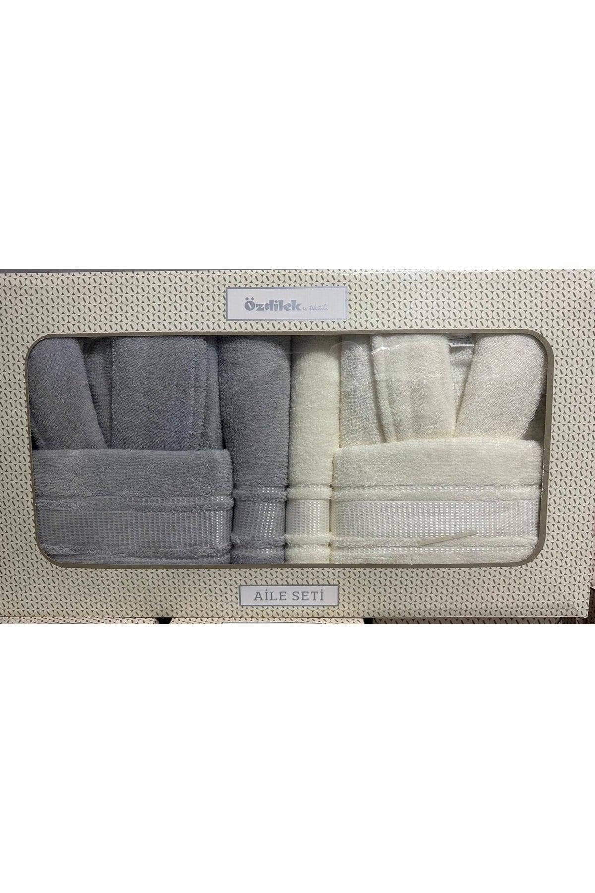 Colorist Family Bathrobe Set Gray- Cream - Swordslife