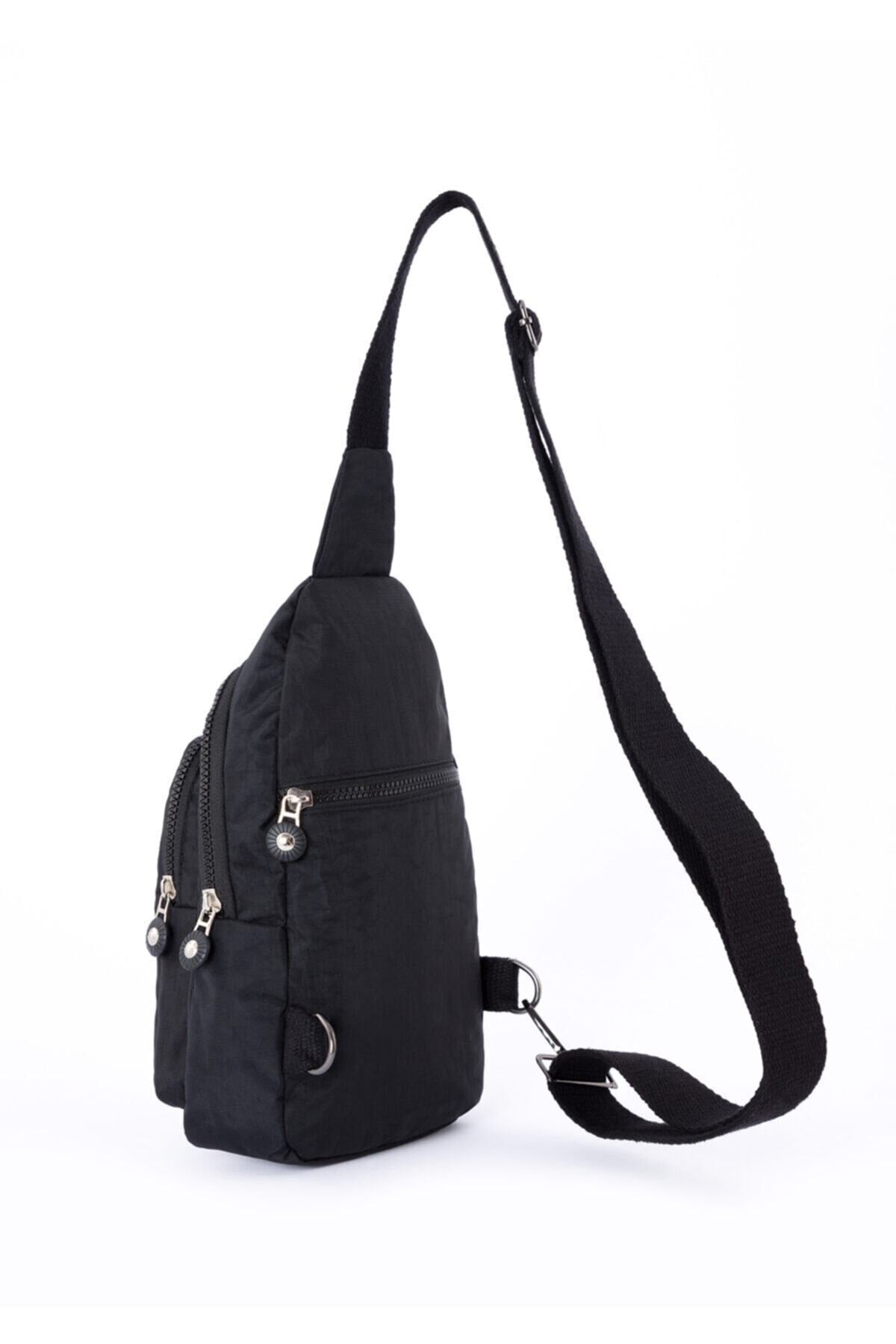 Women's Black Canvas Messenger Bag