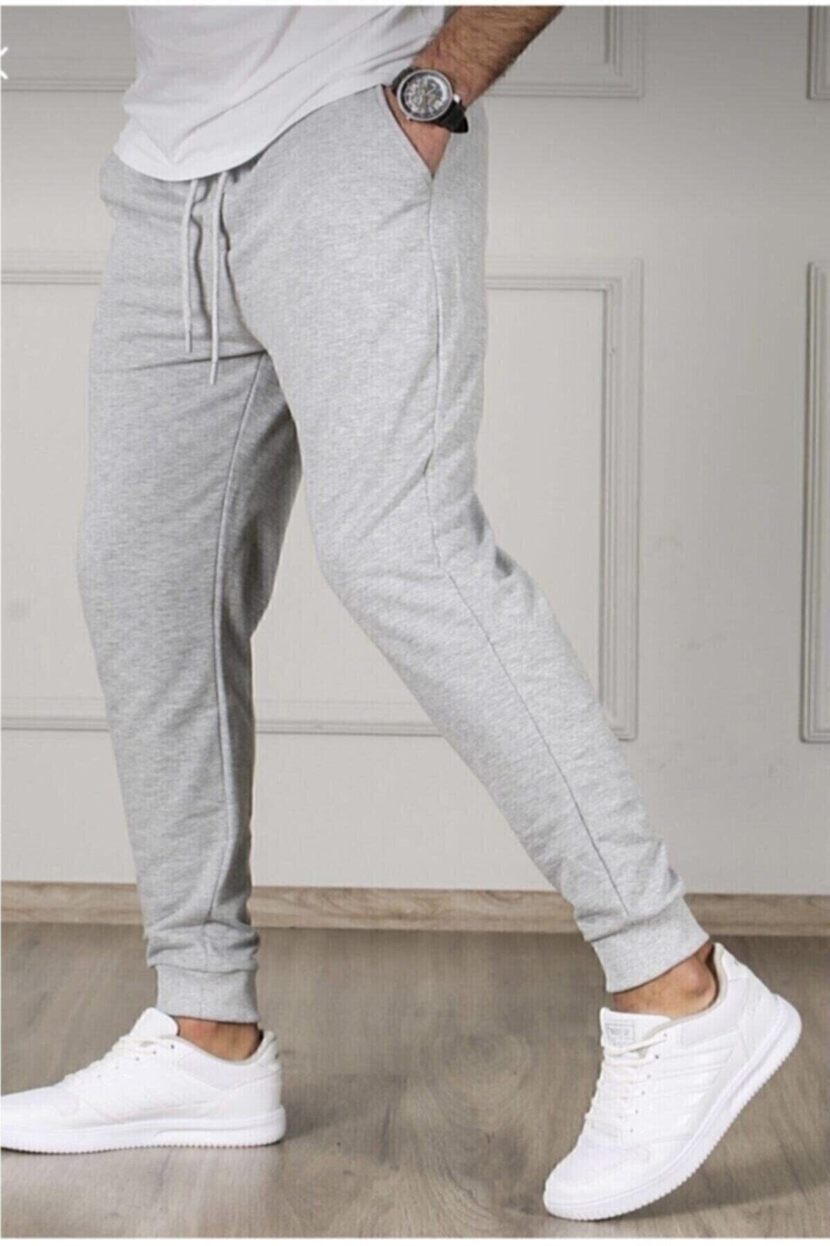 Men's Summer Gray Sweatpants Jogger Slim Fit Cotton Slim Fit