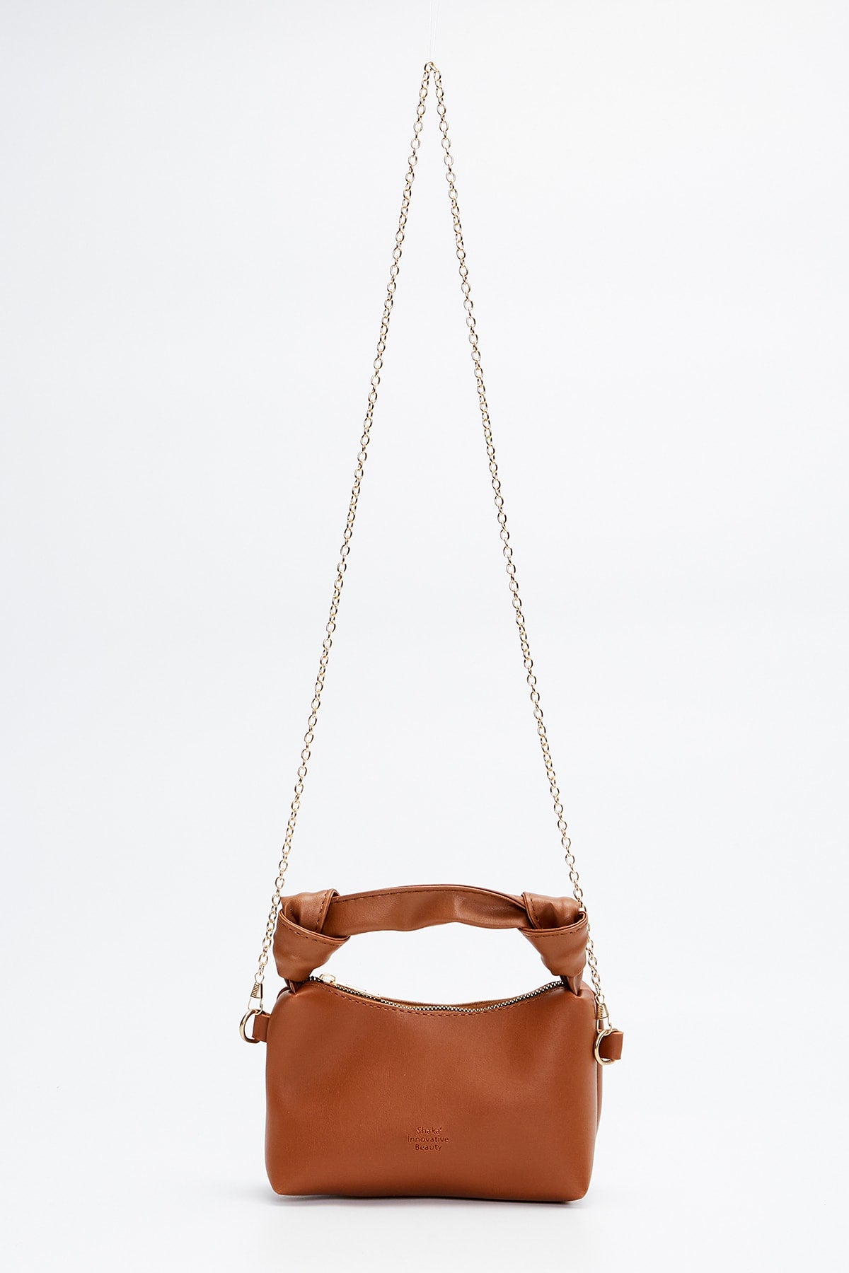 Taba Shk24 Soft Leather Knot Detailed Chain Strap Hand and Shoulder Bag L:14 E:22 W:8 cm