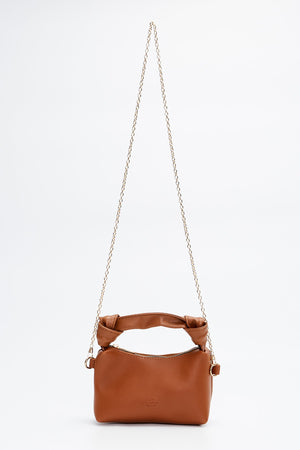 Taba Shk24 Soft Leather Knot Detailed Chain Strap Hand And Shoulder Bag L:14 E:22 W:8 Cm