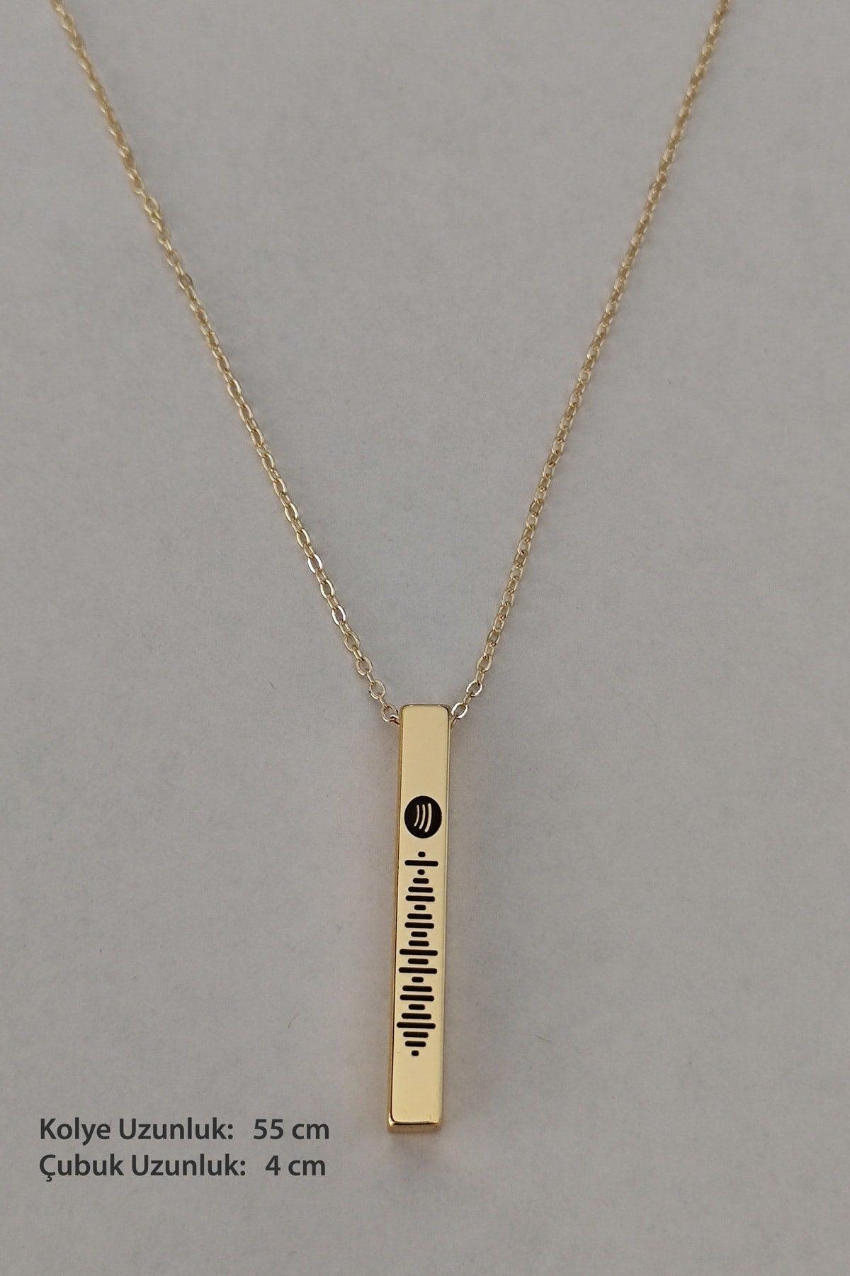 Unisex Spotify Coded Gold Color Bijouterie Stick Bar Necklace Chain - Swordslife