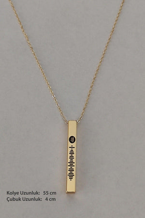 Unisex Spotify Coded Gold Color Bijouterie Stick Bar Necklace Chain - Swordslife
